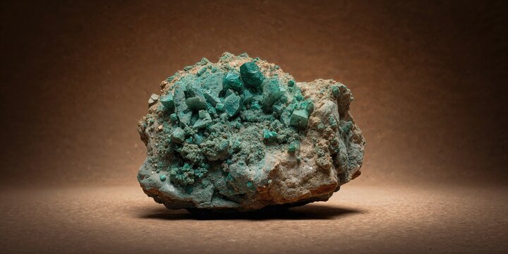 Copper ore sample featuring malachite micro crystals within chrysocolla matrix for mineral collection