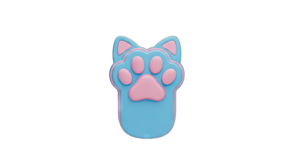 Cute Blue And Pink Paw Print With Cat Ears Icon And Transparent Background Representing Animal Theme