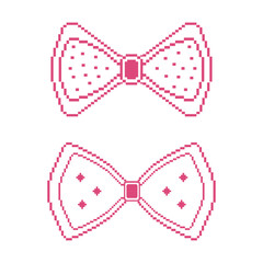 pixel pink bow tie ribbon art icon, vector