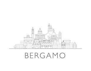 Obraz premium Bergamo, Italy, cityscape illustration skyline drawing 