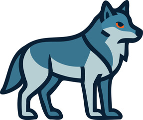 Simple black and white wolf silhouette vector illustration
