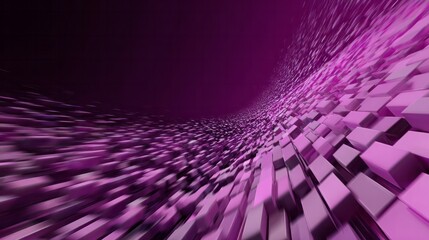 Abstract 3d digital art with purple cubes forming a wave.