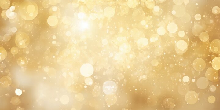 Bright and sparkling bokeh background with yellow gold glitter texture used for luxury design, background for text and layout