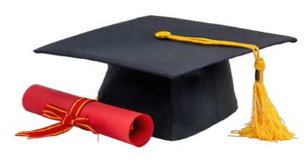 Academic achievement symbolized by graduation cap and diploma