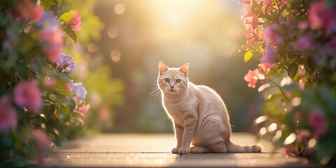 Adorable feline resting indoors, relaxation and domestic environment
