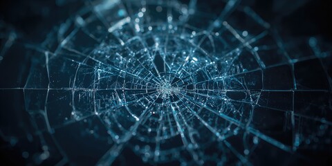 Detailed view of a shattered LCD display on a mobile device or monitor with crack patterns suitable for pattern backgrounds or wallpaper design, highlighting device damage
