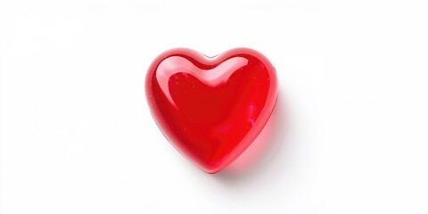 Obraz premium Heart-shaped jelly sweet on white background used for confectionery branding, focus on texture and shape clarity