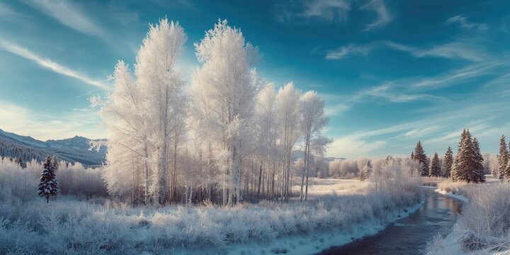 Alpine winter terrain featuring snow-laden trees and rugged peaks, seasonal tourism setting