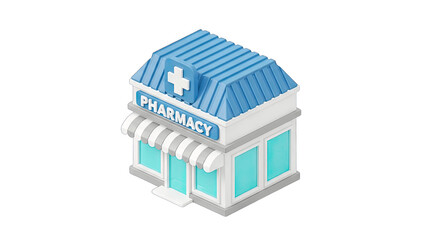 Pharmacy Building Illustration on White Background