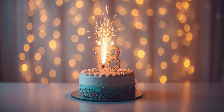 Celebration of an 18th birthday with festive decor and a young woman marking adulthood, focusing on milestone achievement, Earth Day - Powered by Adobe