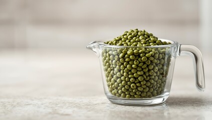Green Lentils in a Measuring Cup, dry legume handling for accurate cooking measurements
