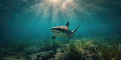 Obraz premium Zebra Shark resting on a colorful underwater reef, highlighting reef ecosystem health