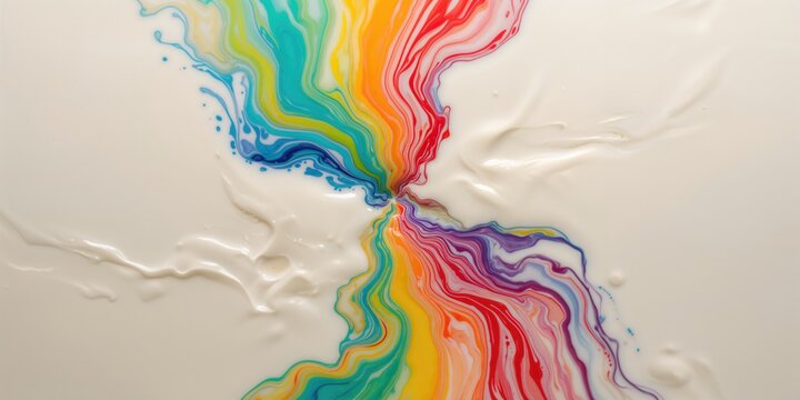 Colorful chemical reactions in milk forming bright abstract textures, ideal for layout backgrounds