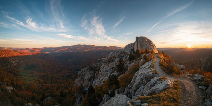 Sunlit mountain scenery with a cross-processed vintage aesthetic, suitable for scenic backdrop use