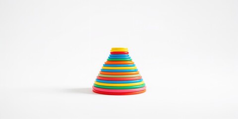 Plastic toy pyramid made of colorful rings for child development, early education, International Childrens Day