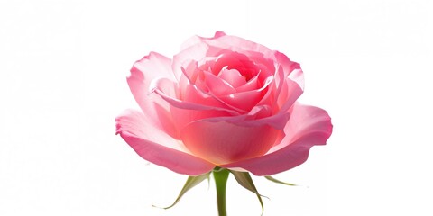 Fototapeta premium Close-up of a vibrant pink rose illuminated by natural sunlight, suitable for floral background design