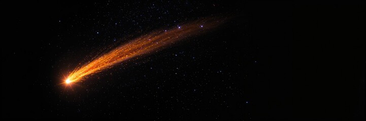 Obraz premium Meteorite descending through a starry night sky, highlighting extraterrestrial phenomena during a cosmic display