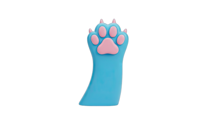 Cute Blue Cat Paw With Pink Pads And Claws Raised Up High Against A Transparent Background Expressing Playfulness And Adorableness