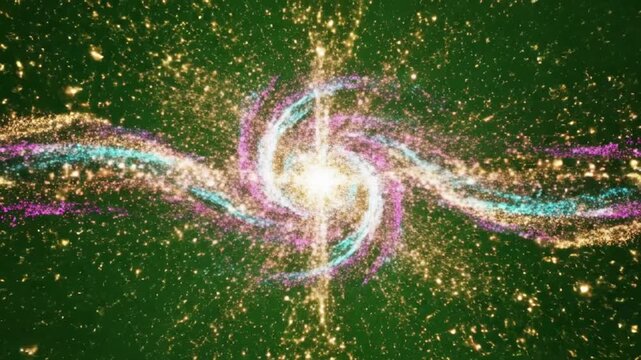 Cosmic dust devils swirl with layered particle streams converging on effect ad_ready green screen particle field style featuring