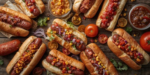 Traditional hot dog with toppings on a bun, ideal for quick meals or outdoor events, National Food Day