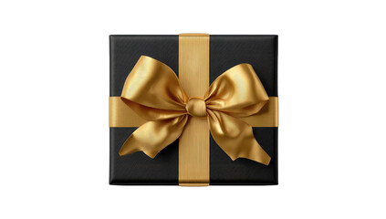 Elegant black gift box with a luxurious golden ribbon and bow