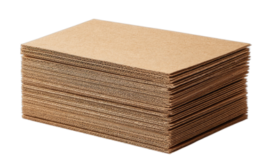 Stack of corrugated cardboard sheets, showing texture and layers