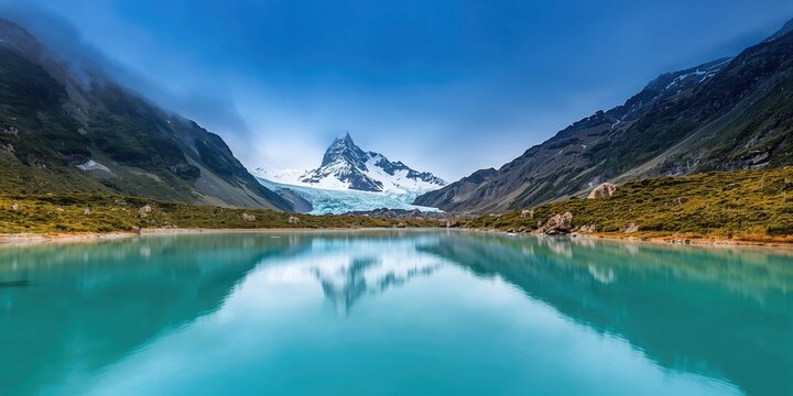 Ice and glacier at Hooker valley in New Zealand, serving as a landscape background for environmental studies