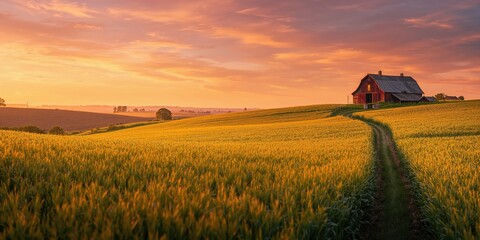 Agricultural field with crops under sunlight, seasonal growth patterns, Earth Day