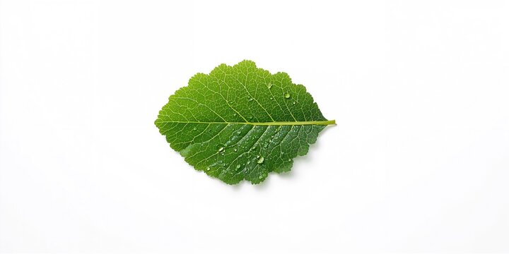 Green Shiso leaf isolated on white background, used as a garnish or flavor enhancer, neutral for culinary purposes
