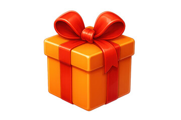 Obraz premium Orange gift box with red ribbon and bow, symbolizing celebration, surprise, and special occasion presents