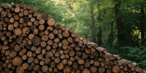 A large stack of firewood prepared for winter, storage efficiency and seasonal readiness