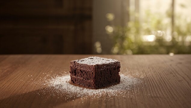 Rich chocolate brownie with a fudgy interior, highlighting processed sugar levels, ideal for sweet cravings, National Dessert Day - Powered by Adobe