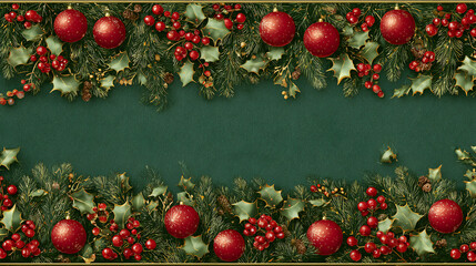 Christmas Garland with Red Ornaments