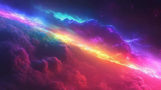 Colorful nebula forming vibrant cosmic cloud in deep space