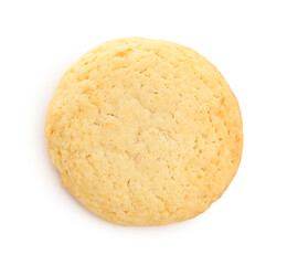 One tasty lemon cookie isolated on white, top view