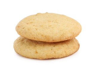 Two tasty lemon cookies isolated on white