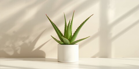 Aloe Vera plant in a white pot positioned as a home decor element, plant maintenance