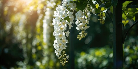 White sky vine plants with delicate flowers used as a garden ground cover, suitable for landscape design