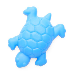 Plastic turtle shaped mold isolated on white, top view. Children's beach toy