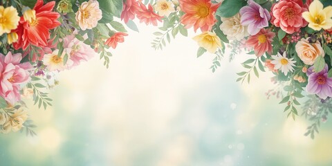 Vibrant flower pattern featuring spring blossoms for decorative layout, seasonal observance