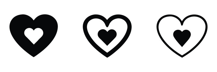 Heart vector icon set, Red heart vector design, love heart vector symbol