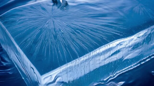 Frozen Water: Ice Block with Radial Fractures