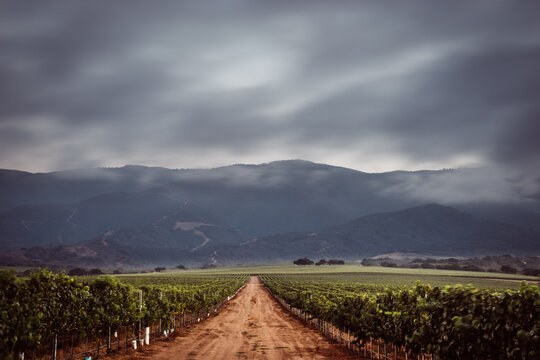 storm clouds over the vineyard mountains