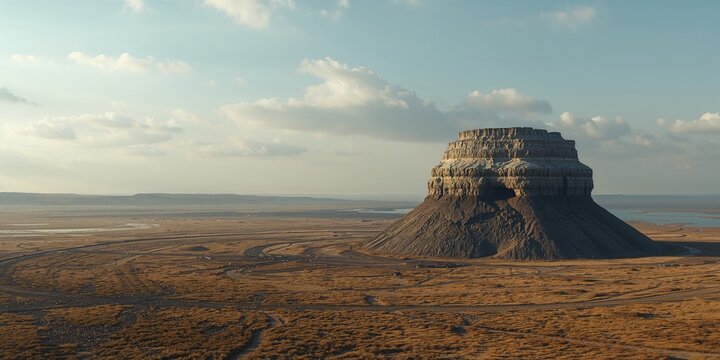 Abandoned Kimberlite pipe in Mirny Yakutia with geological formations and mineral deposits, resource extraction history