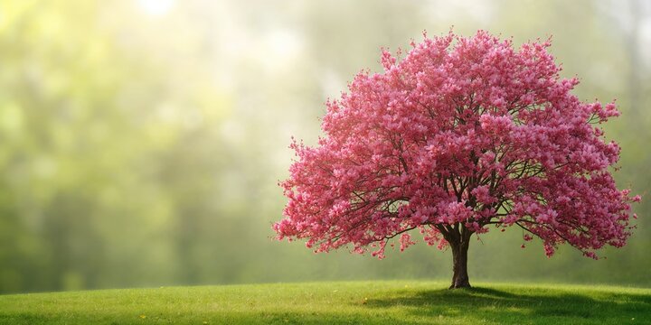 Dark pink fragrant blooms on dogwood trees in spring, seasonal flowering and floral fragrance