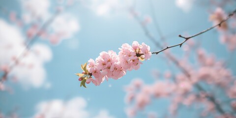 Branch adorned with blossoms, highlighting springtime flowering for nature observation