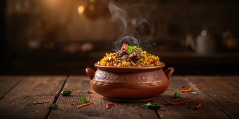 Dum Handi Mutton Biryani cooked in a clay pot, traditional preparation techniques
