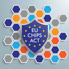 Colored Honeycomb Background Protection Shield EU Chips Act