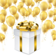 Golden Balloons Gift Box White Cover