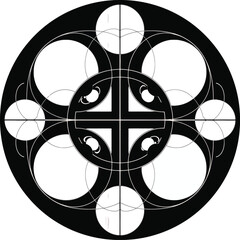 Sacred Cross Geometric Mandala Symbol Vector